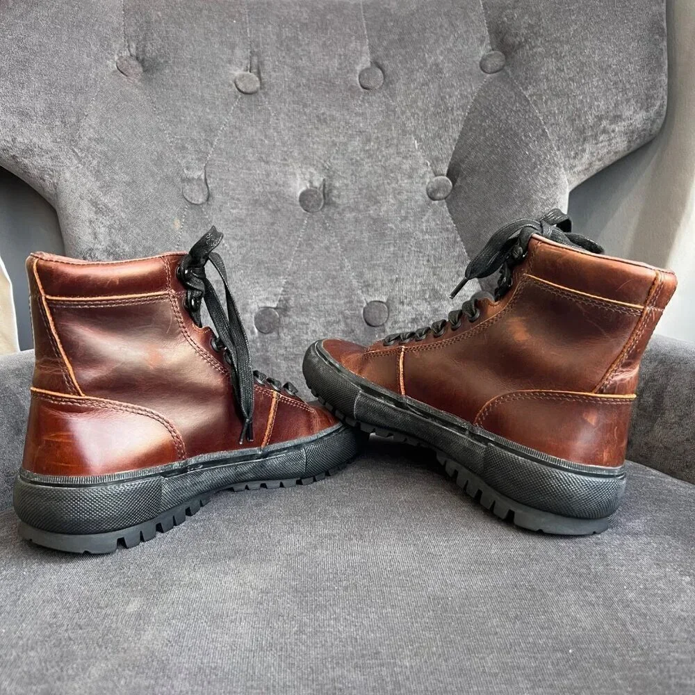 Frye Men’s Ryan Lug Trek Brown Leather High Top Boots – Size 7.5